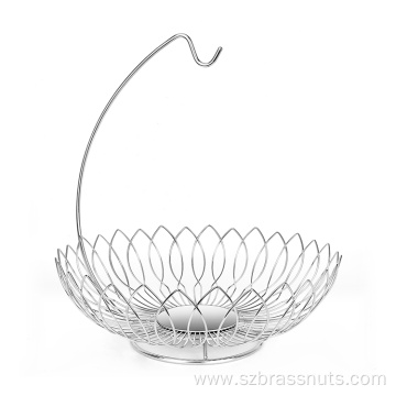 Stainless Steel Wire Fruit Basket With Banana Stand